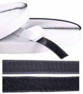 Pútko na suchý zips a háčik s lepiacou páskou ČIERNA 20mm 1m