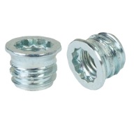 Zásuvka M8 x 10 mm, dvojzávitová, skrutkovacia, skrutka do dreva, zapustená