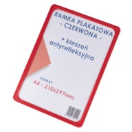 RÁM NA PLAKÁT A4 ČERVENÉ ANTREFLEXNÉ VRECKO NA OCHRANU PLAGÁTU