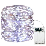 LED LAMPY, DRÔT NA BATÉRIU, 50 LED, BIELA ​​FARBA