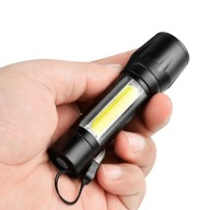 Malá VÝKONNÁ LED TAKTICKÁ BATERKA COB ZOOM T6 USB