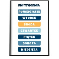VZDELÁVACÍ PLAGÁT DNI TÝŽDŇA PRE DETI NÁSTENNÝ OBRAZ DO IZBY A4