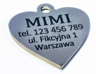 Kovová identifikačná značka, srdce. Gravírovanie - 30 mm