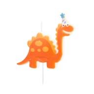Dino Dinosaurus Oranžová narodeninová tortová sviečka Dino Party 9cm
