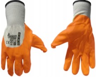Ochranné pracovné rukavice NITRIL, veľkosť 10, oranžové, BAVLNA