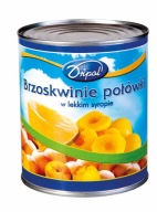 Polovičky broskýň v sirupe Dripol light 820g