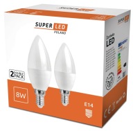 Sada 2x E14 LED žiarovky 8W = 70W SuperLED