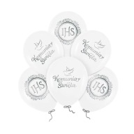 SV. prijímanie balóniky Holubica biela strieborná 30 cm sada 6 ks