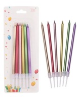 Narodeninové sviečky MIX COLOR dlhé 10cm/ 6ks