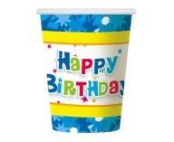 Happy Birthday cups modré 270 ml 6 ks
