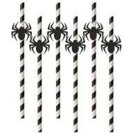 papierové SLAMKY s PRUHMI čierne PAVÚKY tarantule HALLOWEEN X6