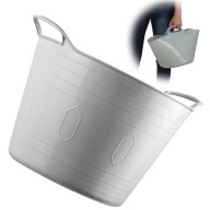 KADAX FLEXIBILNÝ PLASTOVÝ KOŠÍK NA PRÁDLO, UNIVERZÁLNY, 15L, ÚCHYTKY, ŠEDÝ