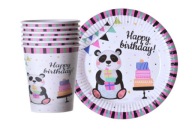 PANDA HAPPY PAPIEROVÁ SÚPRAVA POHÁROV A TANIEROV
