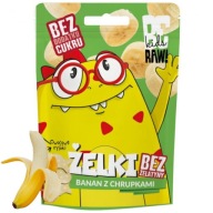 Želé cukrovinky pre deti bez cukru Banán s chrumkami Purella BeRaw 35g.