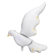 Fóliový balónik Dove 80x100cm, biely héliový balónik, krstné prijímanie