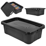 Plastový box na organizáciu nádob s krytom, 4,5l, lesklý čierny box