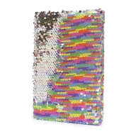 ZÁPISNÍK s flitrami Zápisník DÚHOVÝ denník 15x21cm