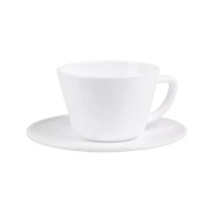 Šálka ​​s podšálkou, sklo, biela, sada, 200 ml, 1 ks, na kávu