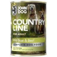John Dog Country Line Mokré krmivo pre psov z diviaka a hovädzieho mäsa 400 g