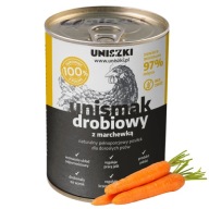 UNIsmak Vlhké KRMIVO PRE PSOV, hydina s mrkvou, KONZERVY 410g UNISZKI