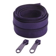 Páska na špirálový zips 5mm, FIALOVÁ, 1m + jazdca