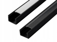 ČIERNY POVRCHOVÝ PVC PROFIL pre LED 1m + LAMPA