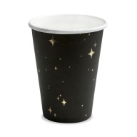 ČIERNE papierové poháre s HVIEZDAMI 260 ml 6 ks na Silvestra narodeniny