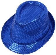 FEDORA klobúk flitrové klobúky SEQUINS NAVY BLUE