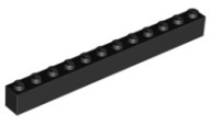 LEGO ELEMENT Tehla 1 x 12 Čierna / čierna 6112 NOVINKA