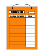 Laminovaná ceduľa CENNÍK oranžová - A4