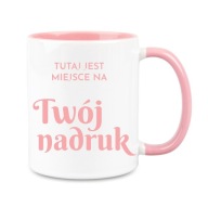 Biely kombinovaný hrnček, vnútri ružový, 330 ml, s akoukoľvek grafikou, logom alebo textom