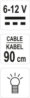 TESTER NAPÄTIA DO AUTO 6-12V, KÁBEL 90CM YATO