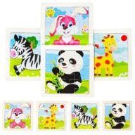Drevená skladačka - 4 VARIANTY - zebra, králik, žirafa, panda