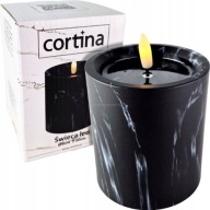 LED SVIEČKA, MRAMOROVÝ EFEKT, IMITÁCIA PLAMEŇA, 9X10CM ČIERNA