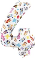 Fóliový balónik číslo 4 Bluey Bingo 26 palcov 66 cm narodeniny