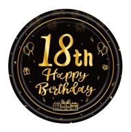 Jednorazové taniere 18. narodeniny HAPPY BIRTHDAY 18 cm 6ks PARTY