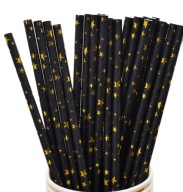 narodeninové slamky BLACK GOLD STARS torta 10s j