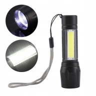 LED COB XPE USB vrecková baterka, hliník