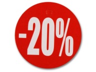 ŠTÍTOK -20% KRUHOVÝ KRUH 4,5CM PROPAGÁCIA TABULE