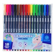 Trojuholníkové jemné linky 0,4 mm 18 farieb Unicorn Astra