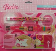 BARBIE ŠKOLSKÝ SET 4 POMÔCKY KRABIČKA NA CERÚŽKY A ceruzky