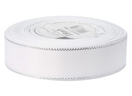 Pevná grogrénová stuha so STRIEBORNÝMI PRÚŽKAMI, 25mm/18mb, 12 farieb