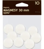 Kancelárske magnety na chladničku 30mm biele, 10ks, plastové GRAND