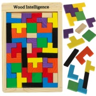 DREVENÉ PUZZLE TETRIS PUZZLE MONTESSORI BLOCKS 3D LOGICKÁ HERNÁ SÚPRAVA