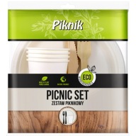 PIKNIK PIKNIKOVÁ SADA 4X4 NOŽE HRNKY TANIERE VIDLIČKY ECO NA GRIL GRIL