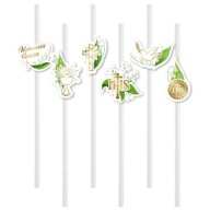 BIELE papierové slamky prvé sväté prijímanie HOSTIA listy LILY OF THE VALLEY x6