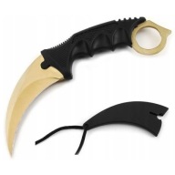 TURISTICKÝ NÔŽ KARAMBIT CS:GO VRECKOVÝ NÔŽ ZLATÝ VÝCVIKOVÝ Púzdro 19 CM