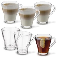 SADA SKLENENÝCH HRNKOV 6x250ml Poháre na čaj s uškom