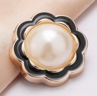 Elegantný kvetinový gombík, čierna perla, 21mm