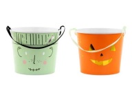 Halloweenske vedrá na cukrovinky 13,5 cm mix 2 ks.